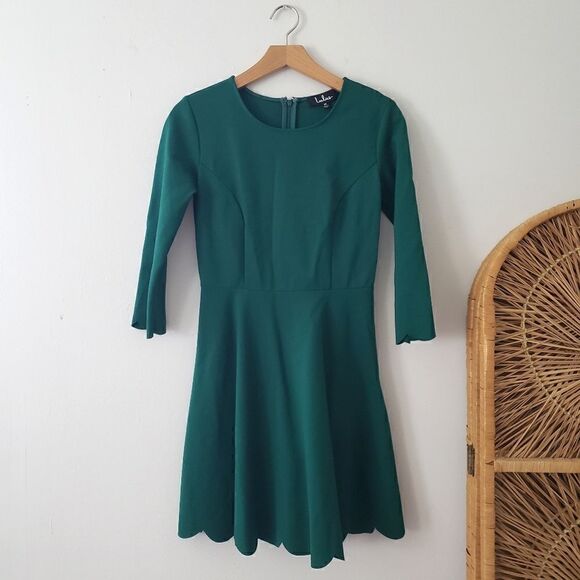 Lulus Dresses & Skirts - Lulu's Cumulonimbus Clouds Scalloped Hem Dress Green M